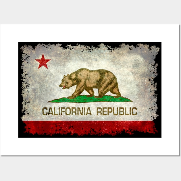 California Republic State Flag in Grungy Textures Wall Art by Sterling